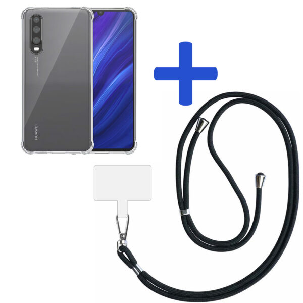Huawei P30 transparant hoesje met afneembaar koord en stootrand 2