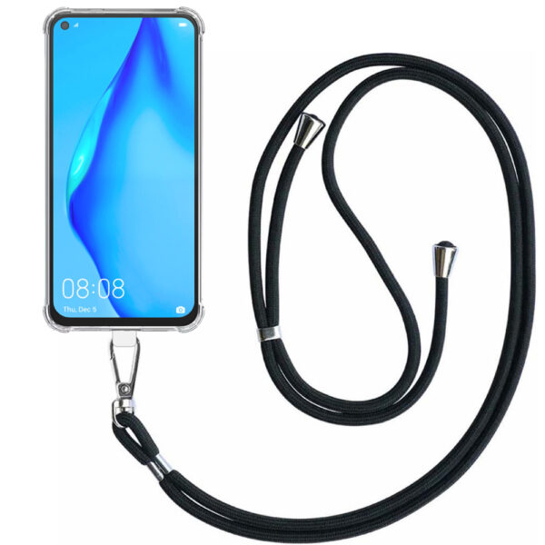 Huawei P40 Lite 4G - Nova 7i - Nova 6SE transparant hoesje met afneembaar koord en stootrand 1