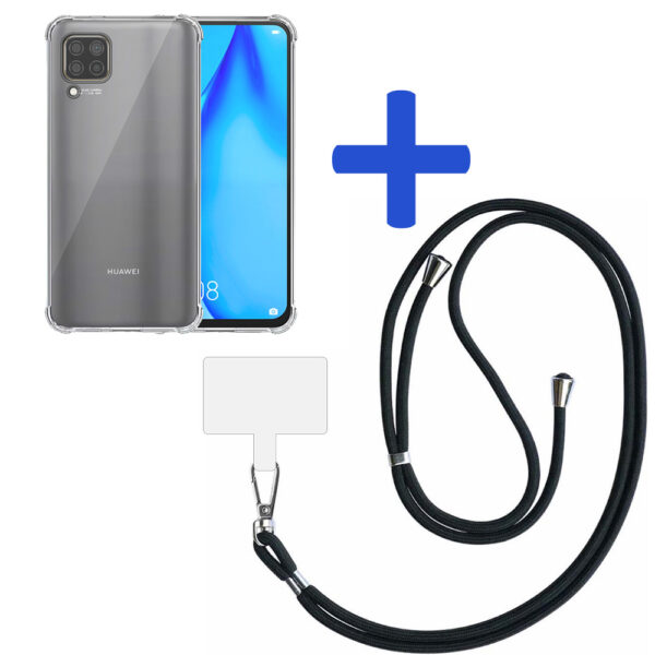 Huawei P40 Lite 4G - Nova 7i - Nova 6SE transparant hoesje met afneembaar koord en stootrand 2