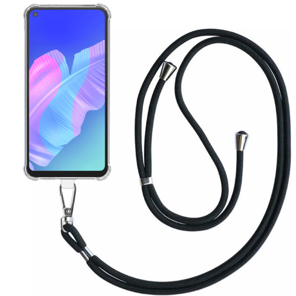 Huawei P40 Lite E - Y7P transparant hoesje met afneembaar koord en stootrand 1