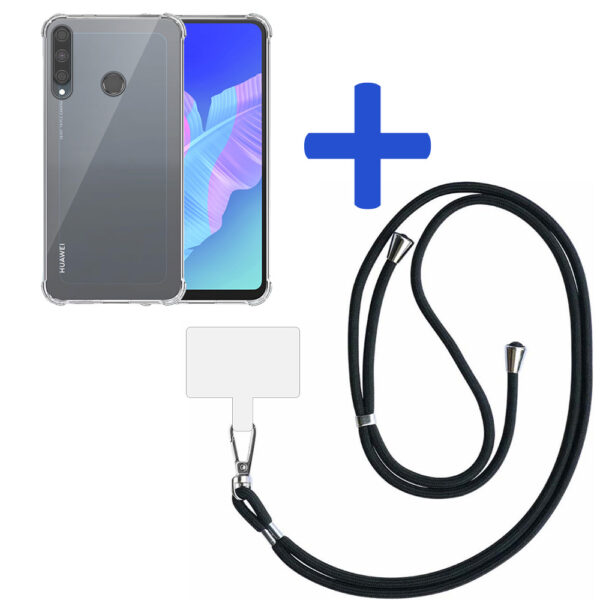 Huawei P40 Lite E - Y7P transparant hoesje met afneembaar koord en stootrand 2