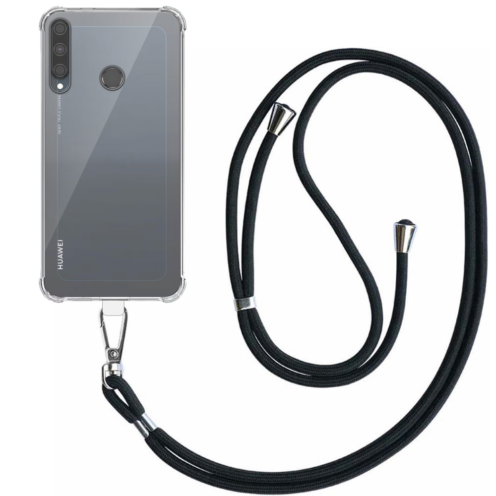 Huawei P40 Lite E - Y7P transparant hoesje met afneembaar koord en stootrand