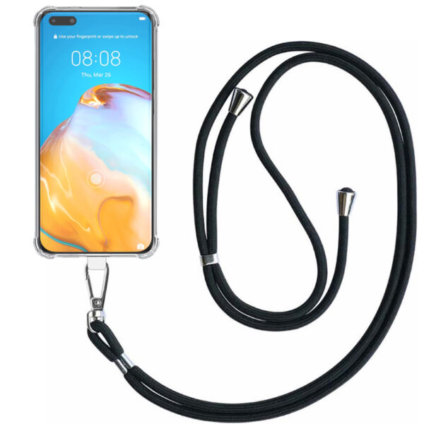 Huawei P40 Pro Plus transparant hoesje met afneembaar koord en stootrand 1