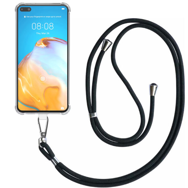 Huawei P40 transparant hoesje met afneembaar koord en stootrand 1
