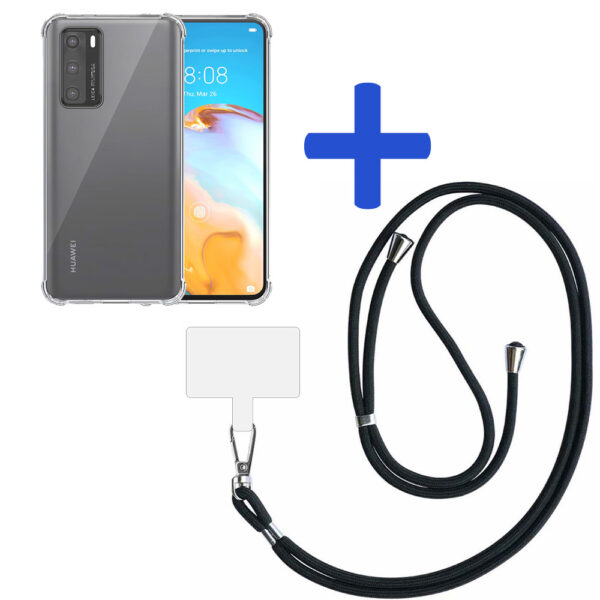 Huawei P40 transparant hoesje met afneembaar koord en stootrand 2
