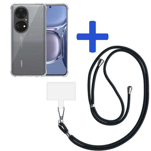 Huawei P50 transparant hoesje met afneembaar koord en stootrand 2