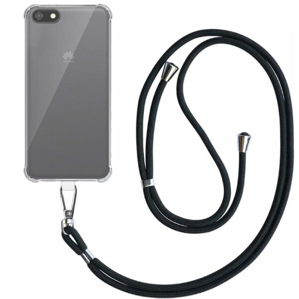 Huawei Y5 2018 Lite - Y5 Prime 2018 transparant hoesje met afneembaar koord en stootrand