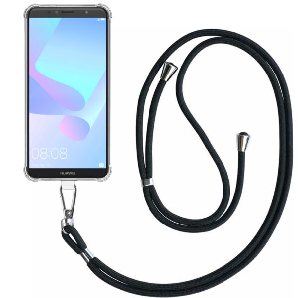 Huawei Y6 2018 transparant hoesje met afneembaar koord en stootrand 1