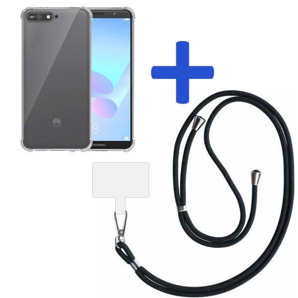 Huawei Y6 2018 transparant hoesje met afneembaar koord en stootrand 2