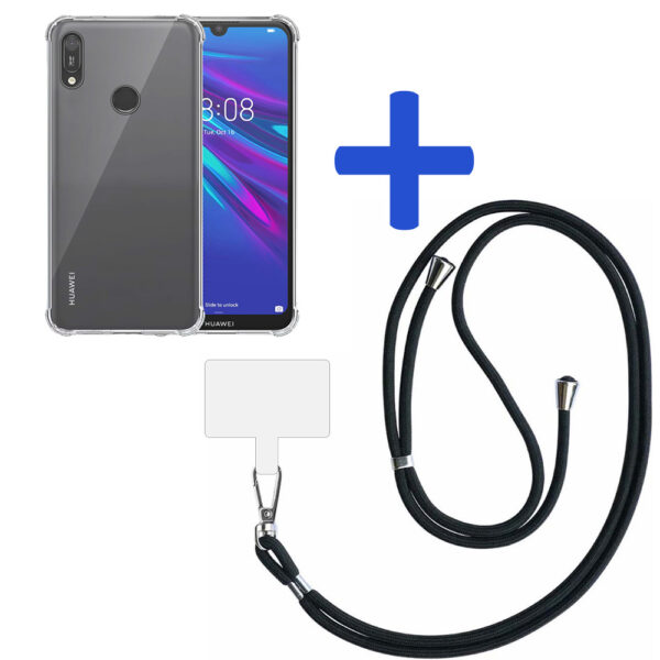 Huawei Y6 2019 - Y6s 2019 transparant hoesje met afneembaar koord en stootrand 2