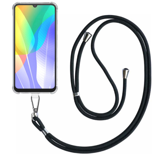 Huawei Y6P transparant hoesje met afneembaar koord en stootrand 1