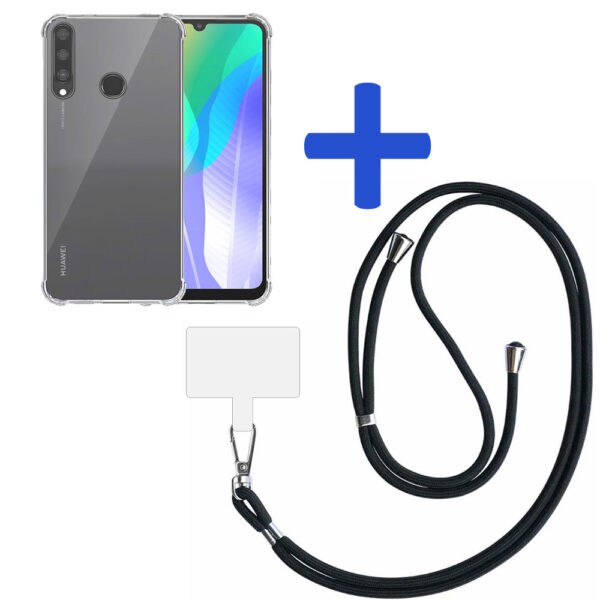Huawei Y6P transparant hoesje met afneembaar koord en stootrand 2