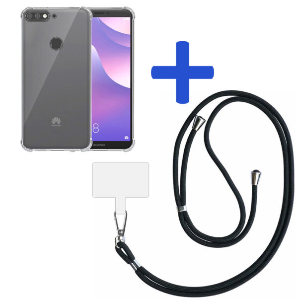 Huawei Y7 2018 - Y7 Prime 2018 - Y7 Pro 2018 transparant hoesje met afneembaar koord en stootrand 2