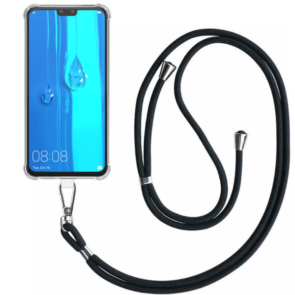 Huawei Y9 2019 transparant hoesje met afneembaar koord en stootrand 1