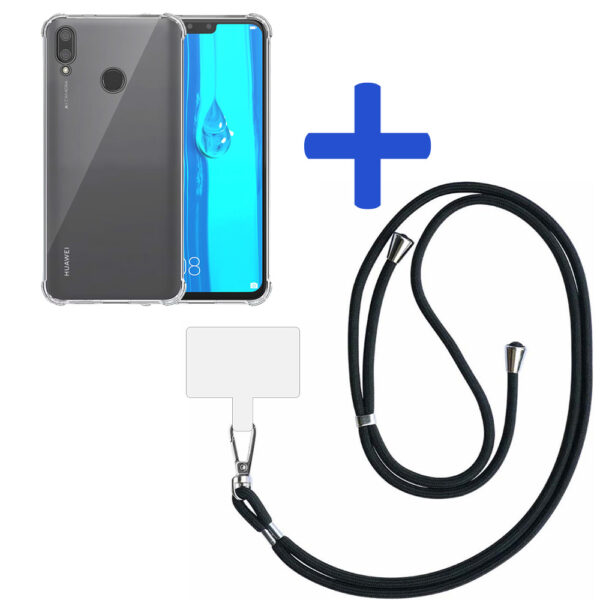 Huawei Y9 2019 transparant hoesje met afneembaar koord en stootrand 2