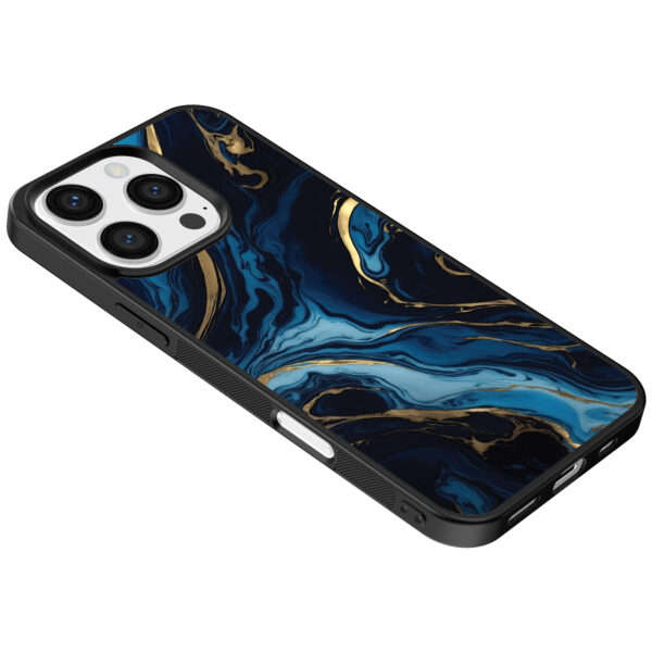 Iphone 16 Pro Max blauw goud marmer opdruk (5)