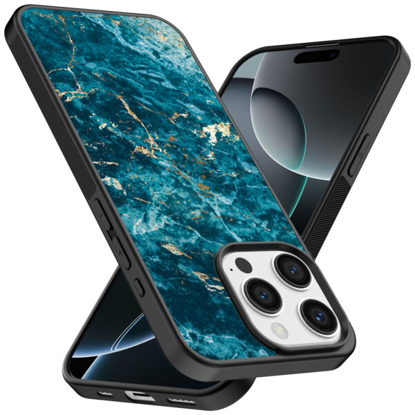 Iphone 16 Pro Max blauw marmer opdruk (2)