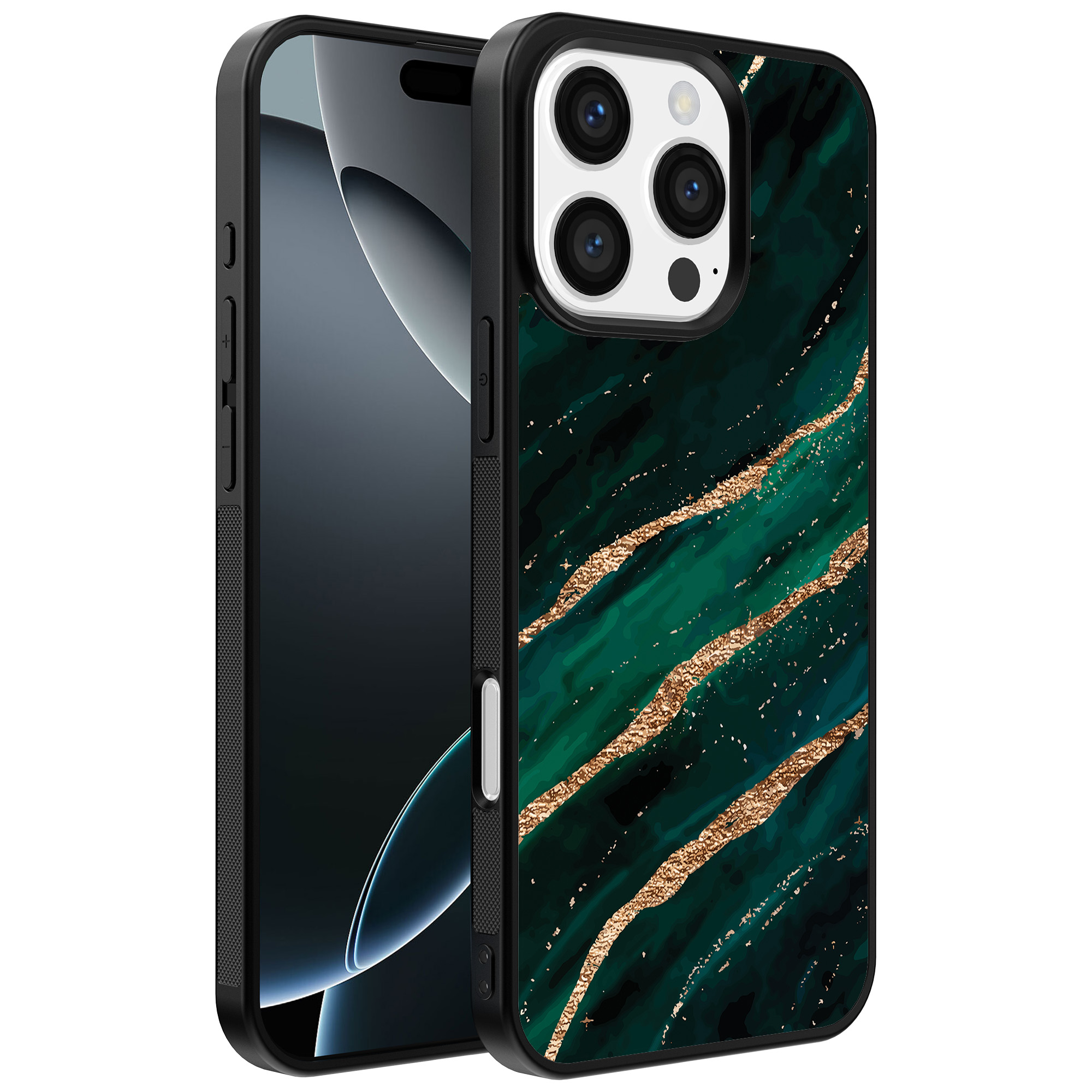 Iphone 16 Pro Max groen goud marmer opdruk (1)