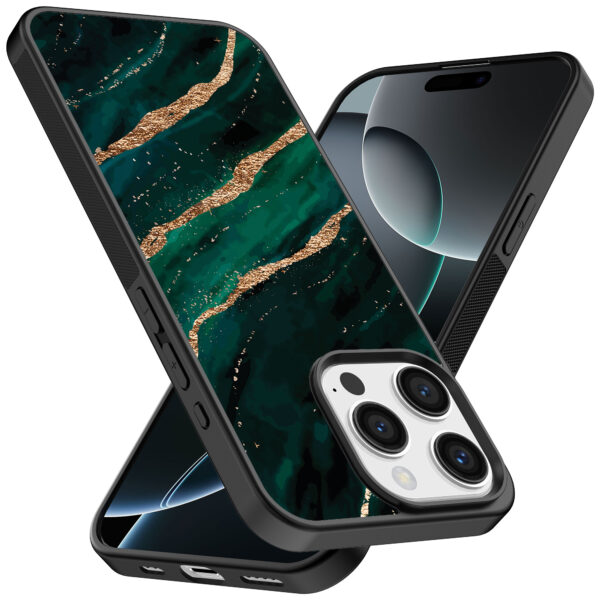 Iphone 16 Pro Max groen goud marmer opdruk (2)