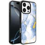 Iphone 16 Pro Max lichtblauw goud marmer opdruk (1)
