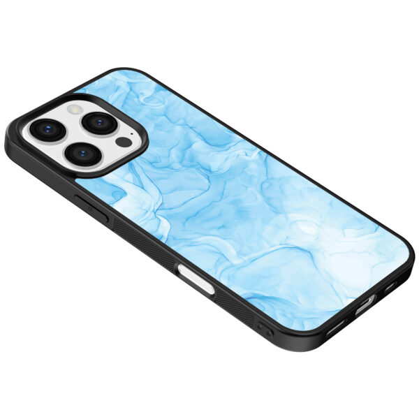 Iphone 16 Pro Max lichtblauw marmer opdruk (5)