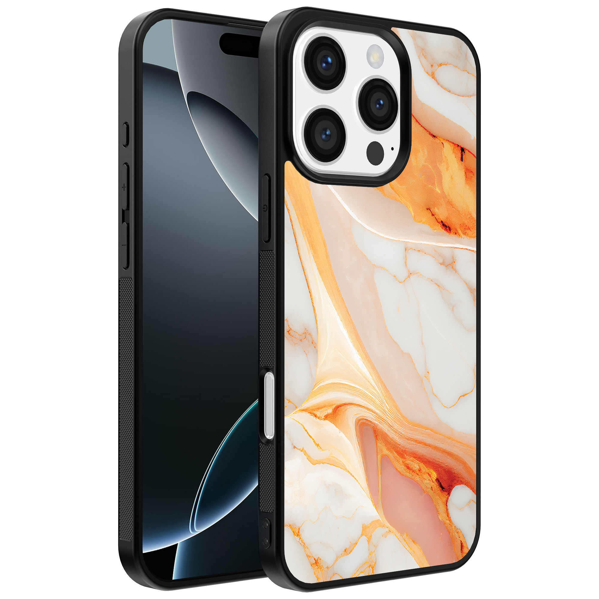 Iphone 16 Pro Max oranje marmer opdruk (1)
