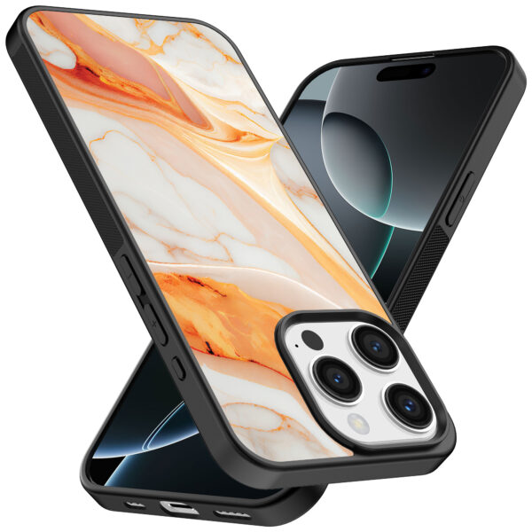 Iphone 16 Pro Max oranje marmer opdruk (2)
