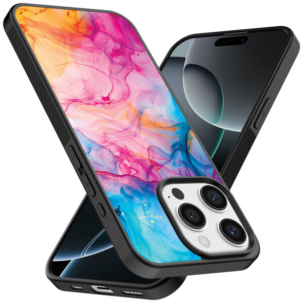 Iphone 16 Pro Max regenboog acryl marmer opdruk (2)
