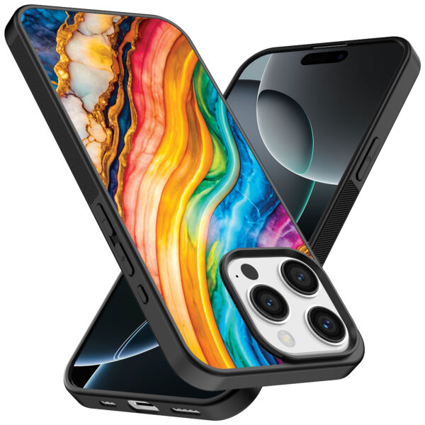 Iphone 16 Pro Max regenboog goud marmer opdruk (2)