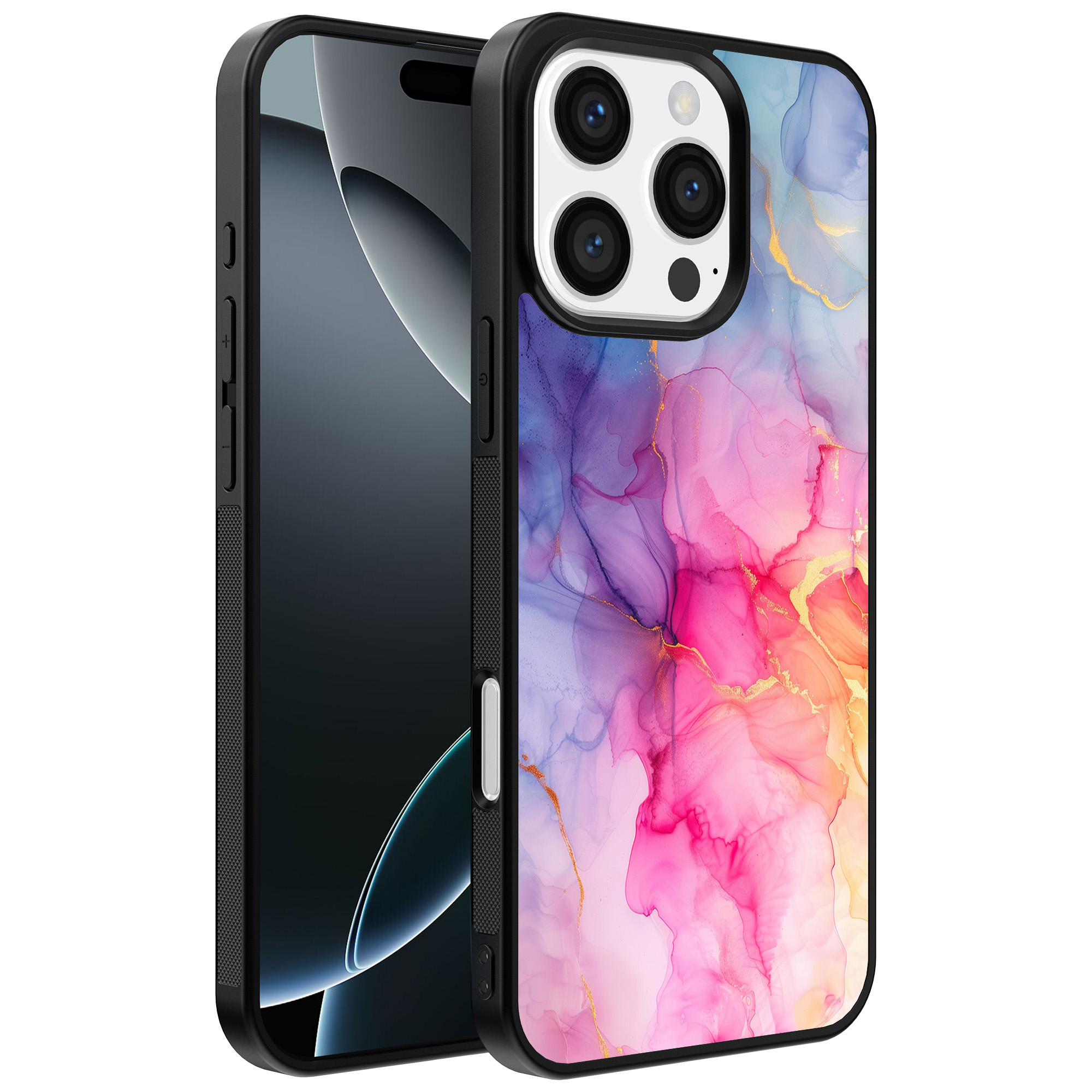 Iphone 16 Pro Max regenboog marmer opdruk (1)