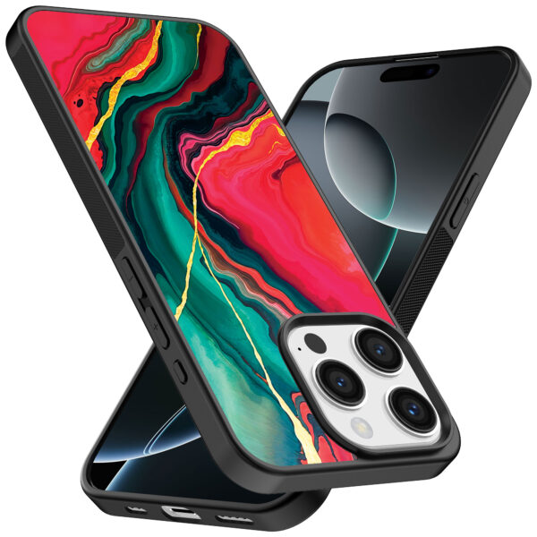 Iphone 16 Pro Max rood groen marmer opdruk (2)
