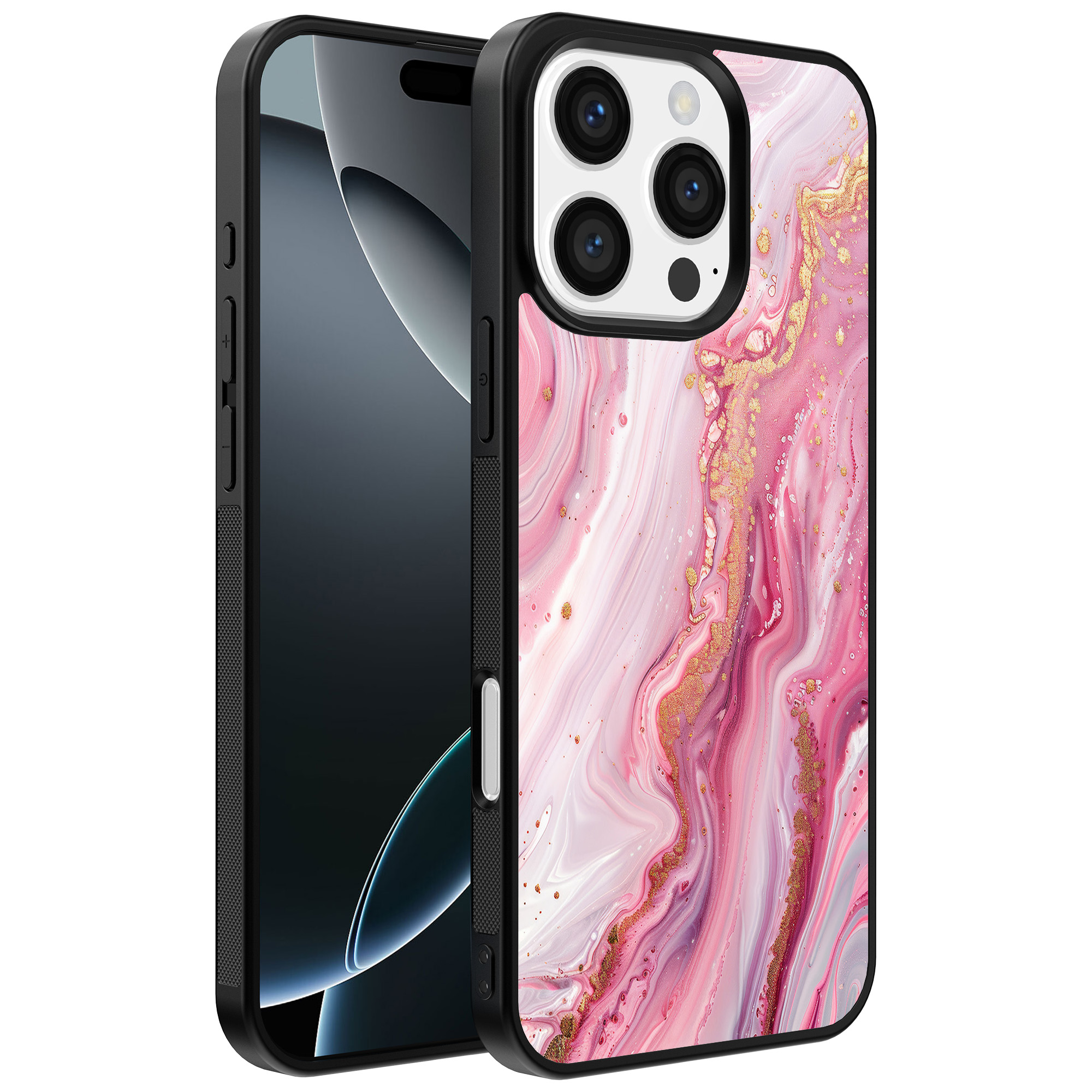 Iphone 16 Pro Max roze marmer opdruk (1)