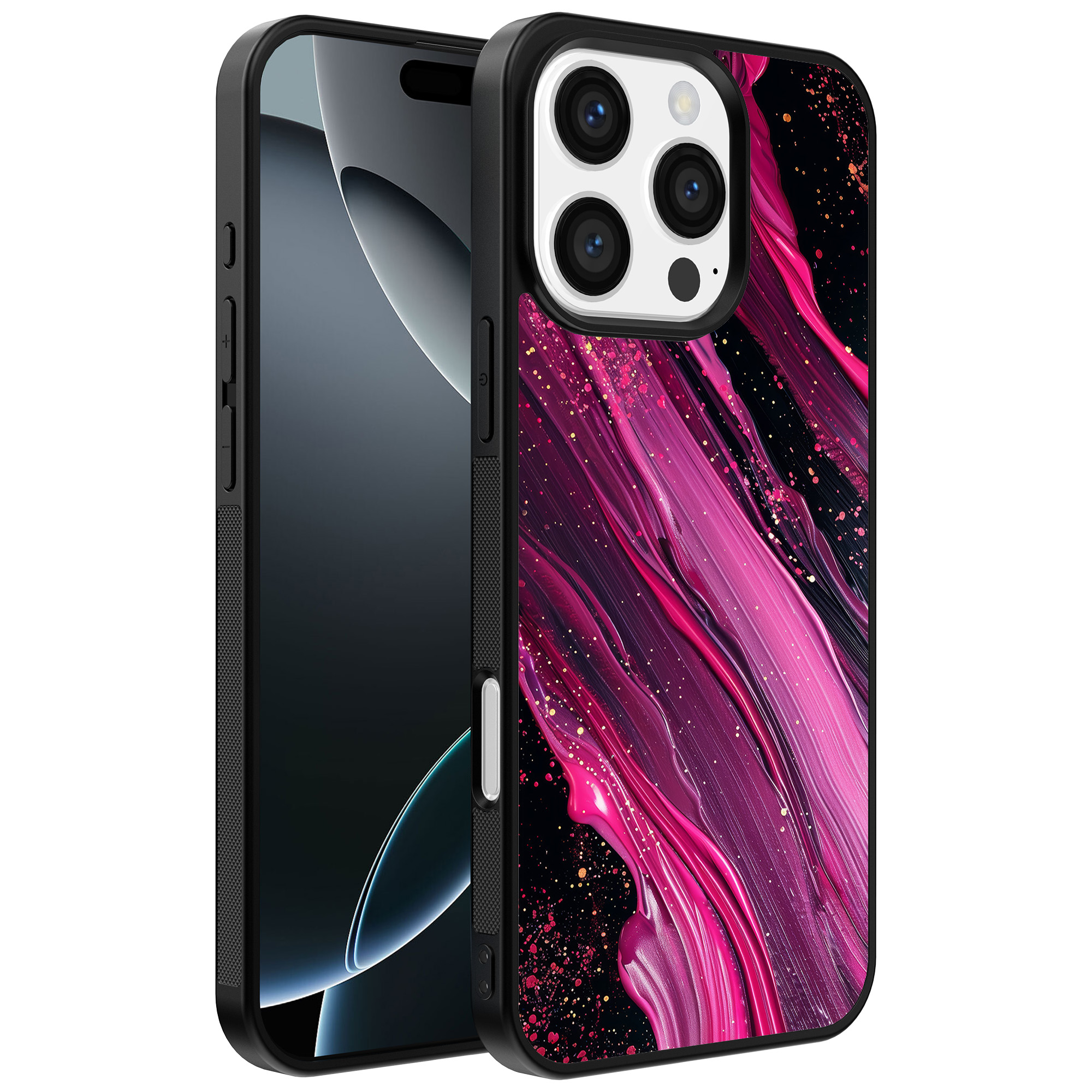 Iphone 16 Pro Max roze paars marmer opdruk (1)