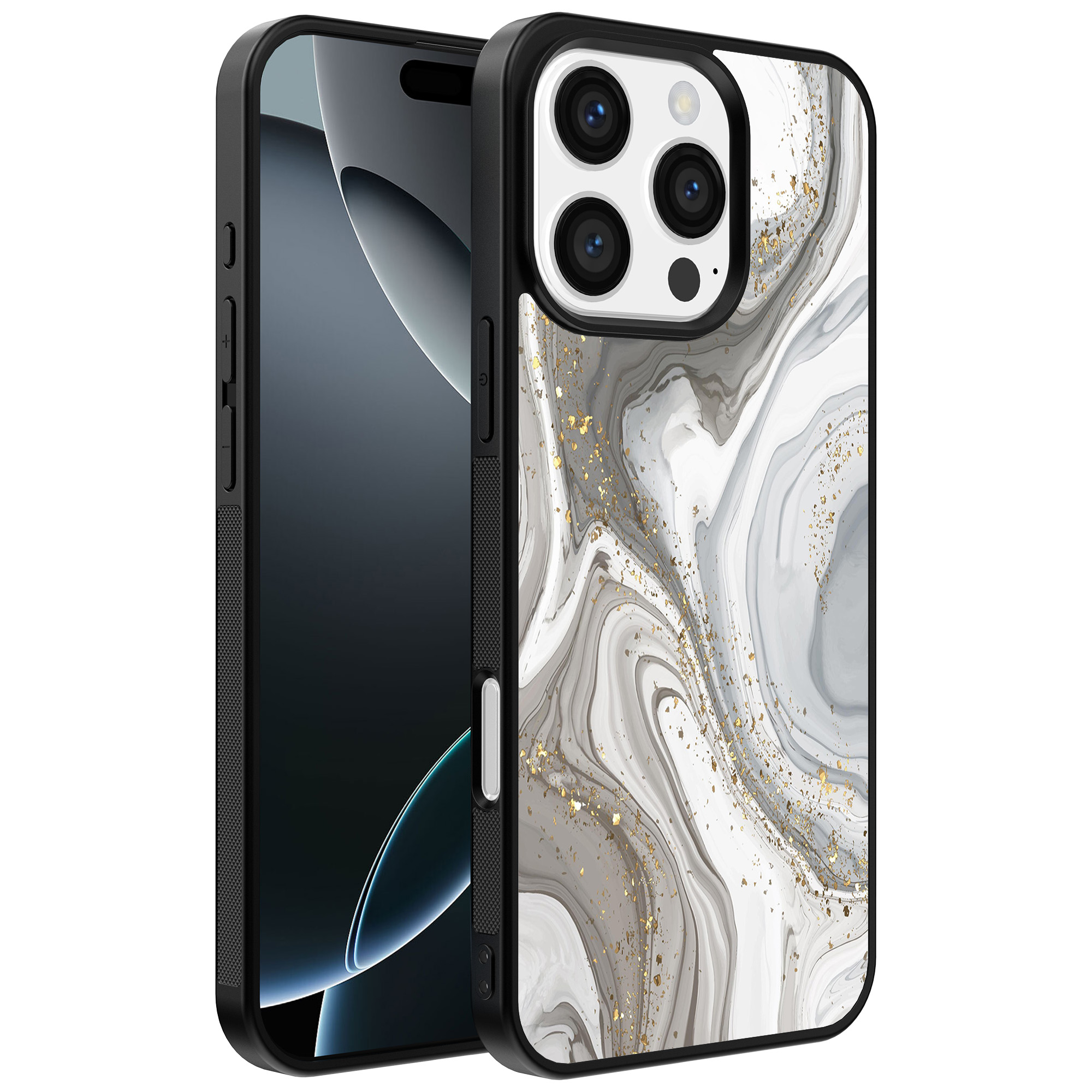 Iphone 16 Pro Max zilver marmer opdruk (1)
