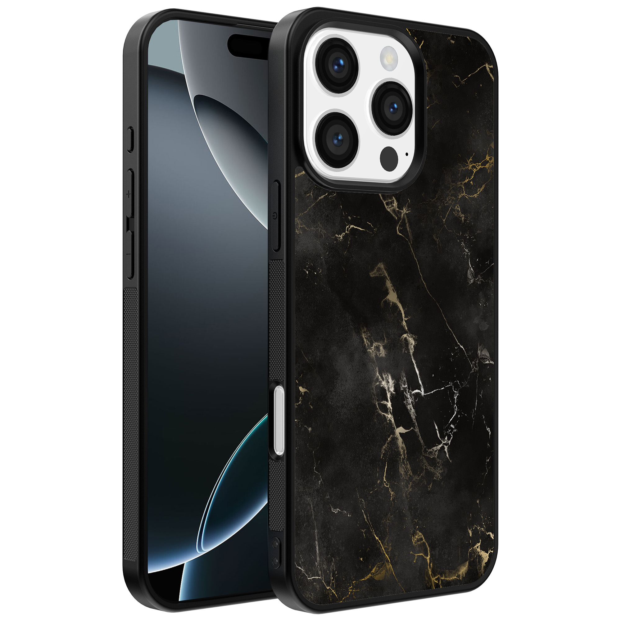 Iphone 16 Pro Max zwart marmer opdruk (1)