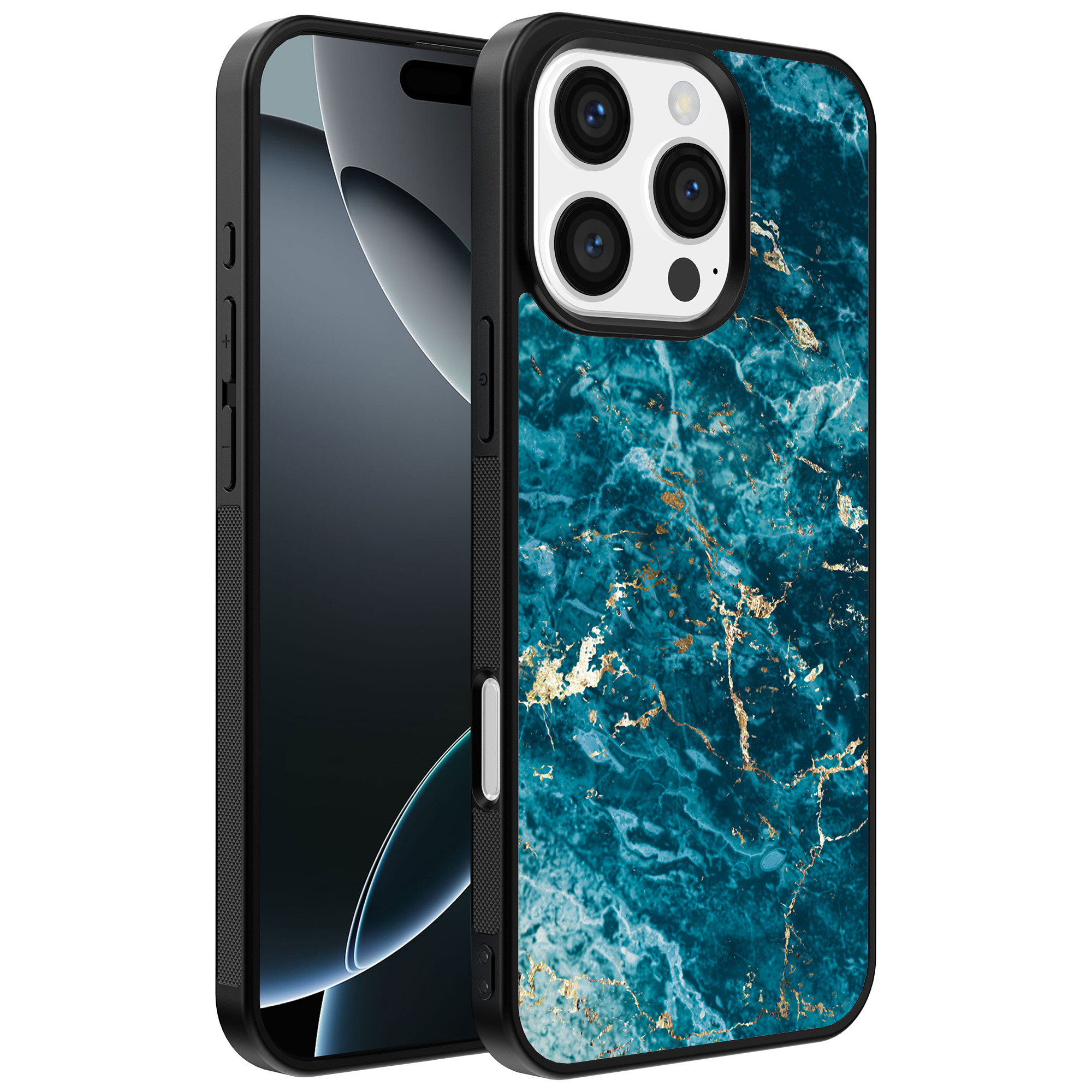 Iphone 16 Pro blauw marmer opdruk (1)