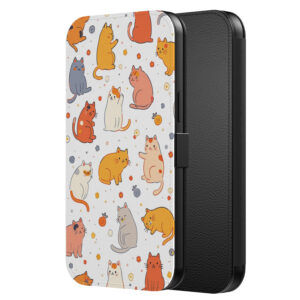Leren bookcase hoesje iPhone 11 Pro Max met katten opdruk en pasjeshouder (2)