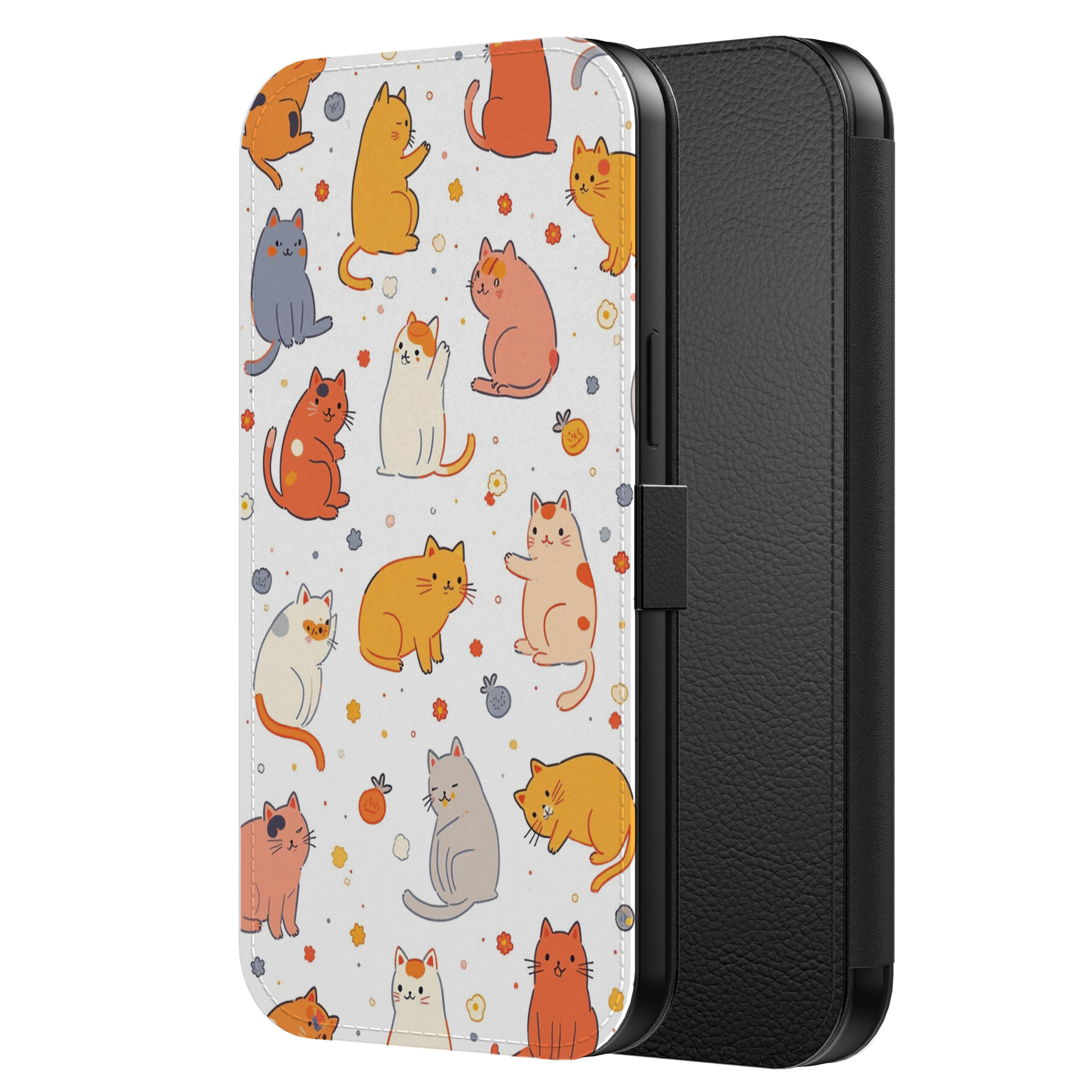 Leren bookcase hoesje iPhone 11 Pro Max met katten opdruk en pasjeshouder (2)