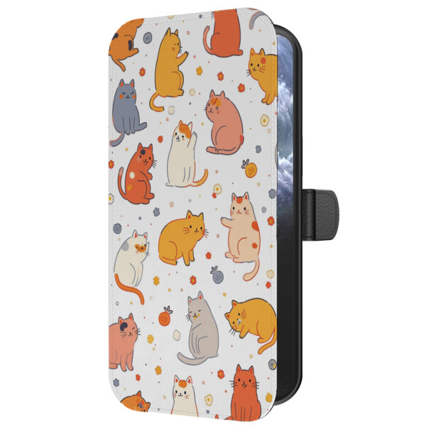 Leren bookcase hoesje iPhone 11 Pro Max met katten opdruk en pasjeshouder (5)