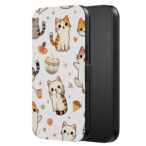 Leren bookcase hoesje iPhone 11 Pro Max met poezen opdruk en pasjeshouder (2)