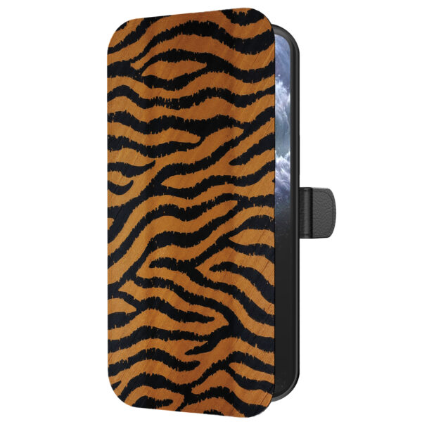 Leren bookcase hoesje iPhone 11 Pro Max met tijger opdruk en pasjeshouder (5)