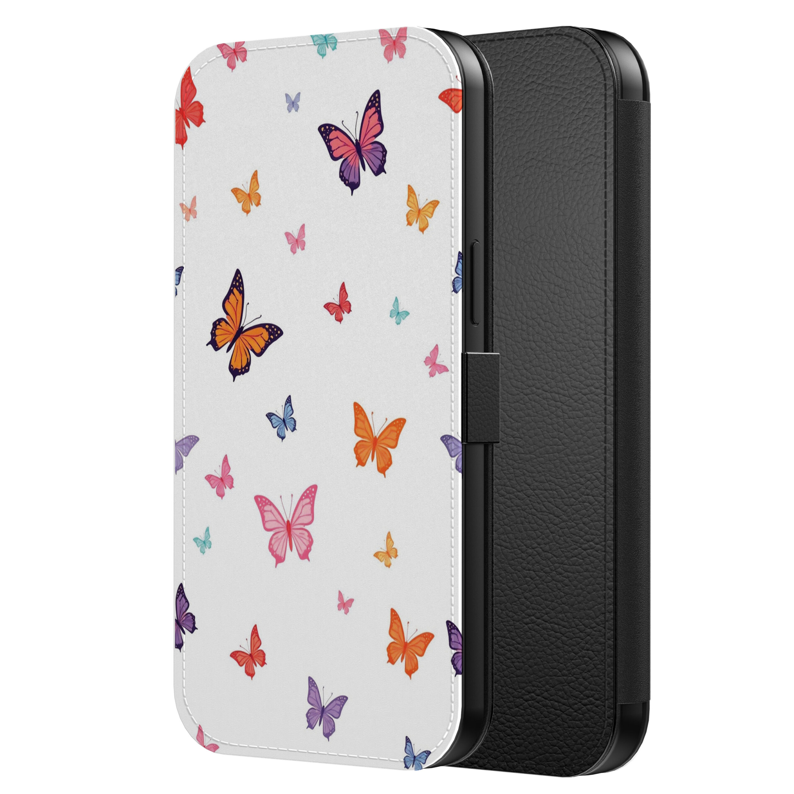 Leren bookcase hoesje iPhone 11 Pro Max met vlinder opdruk en pasjeshouder (2)
