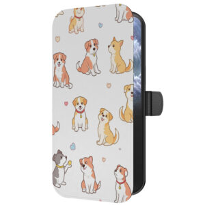 Leren bookcase hoesje iPhone 11 Pro met honden opdruk en pasjeshouder (5)
