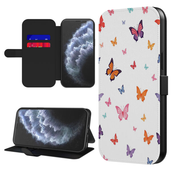 Leren bookcase hoesje iPhone 11 Pro met vlinder opdruk en pasjeshouder (1)