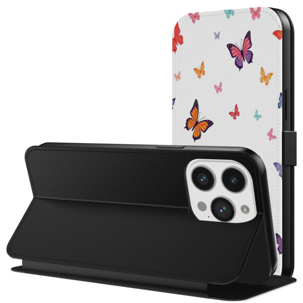Leren bookcase hoesje iPhone 11 Pro met vlinder opdruk en pasjeshouder (3)