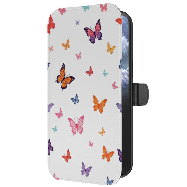 Leren bookcase hoesje iPhone 11 Pro met vlinder opdruk en pasjeshouder (5)
