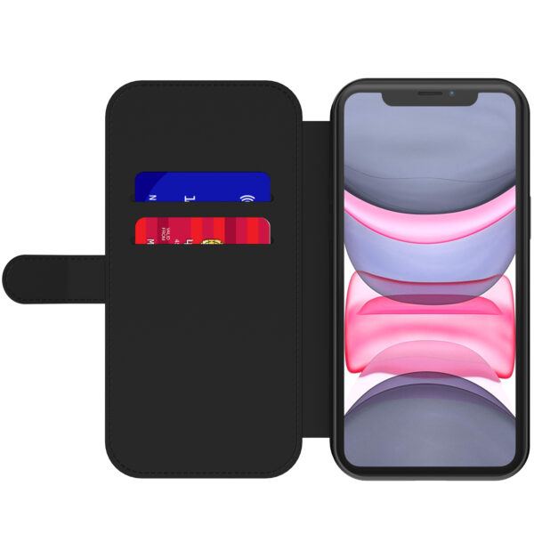 Leren bookcase hoesje iPhone 11 met hartjes opdruk en pasjeshouder (4)