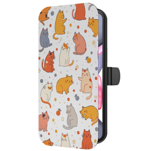 Leren bookcase hoesje iPhone 11 met katten opdruk en pasjeshouder (5)
