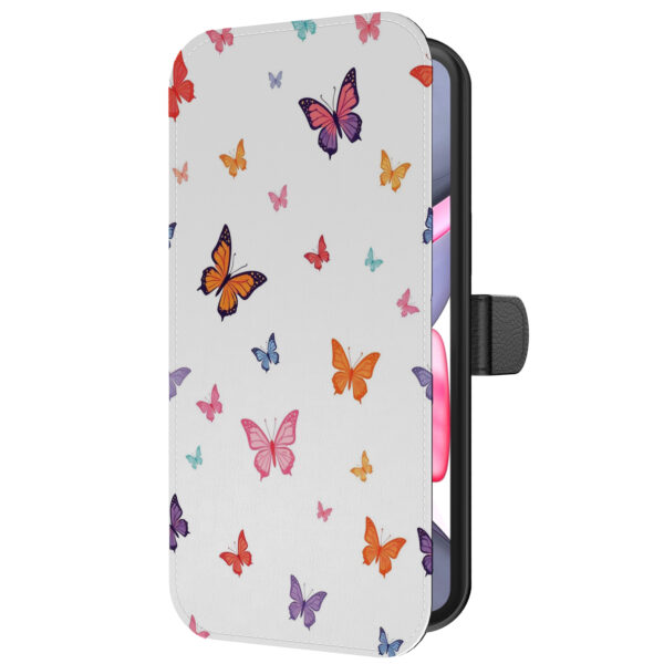 Leren bookcase hoesje iPhone 11 met vlinder opdruk en pasjeshouder (5)
