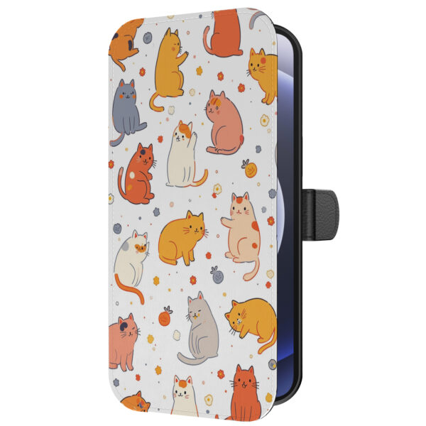 Leren bookcase hoesje iPhone 12 Mini met katten opdruk en pasjeshouder (5)